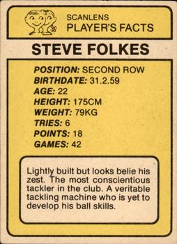 1981 Scanlens #41 Steve Folkes Back